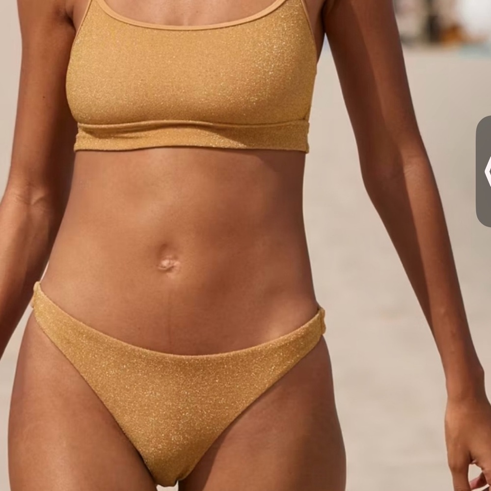 Aerie Shimmering Gold Bikini Bottoms